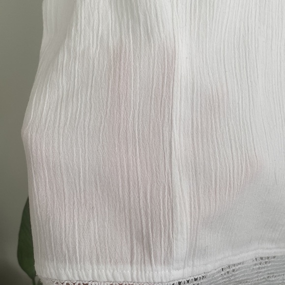 🌿3 for $25🌿 Cotton Embroidered Trip Button Up 3/4 Sleeve Cropped Shirt - Picture 7 of 7